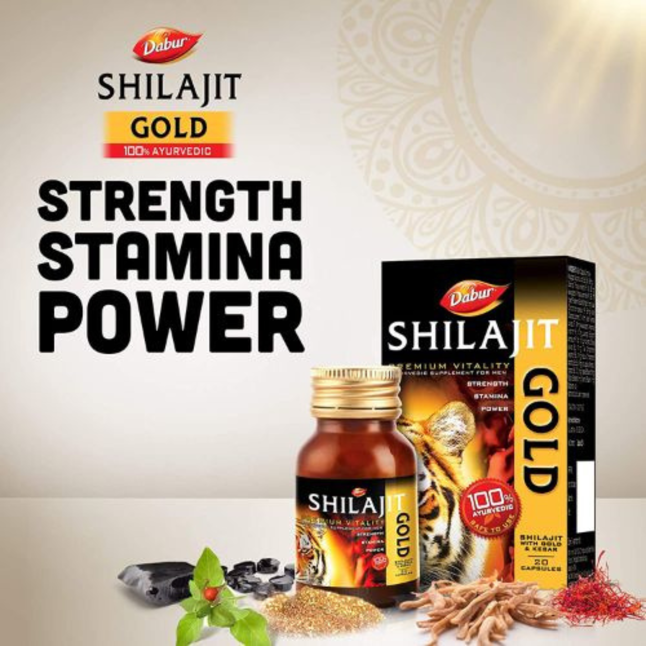 Dabur Shilajit Gold (20 Capsules) with Free Dabur Honey 100g – Natural Energy & Vitality Booster - Image 3